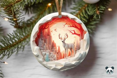 Cute Reindeer D Christmas Ornament Graphic By Pandastic Creative Fabrica