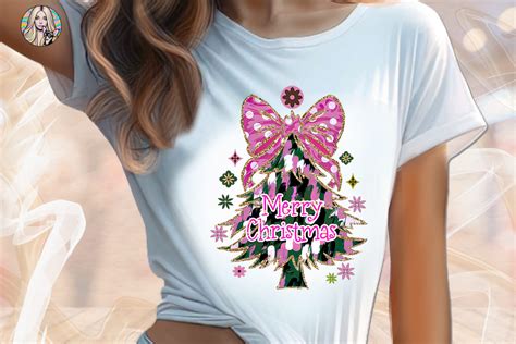 Pink Glitter Coquette Christmas Tree Png Graphic By