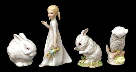 Lot 4 Cybis Porcelain Figurines Owl Bunnies