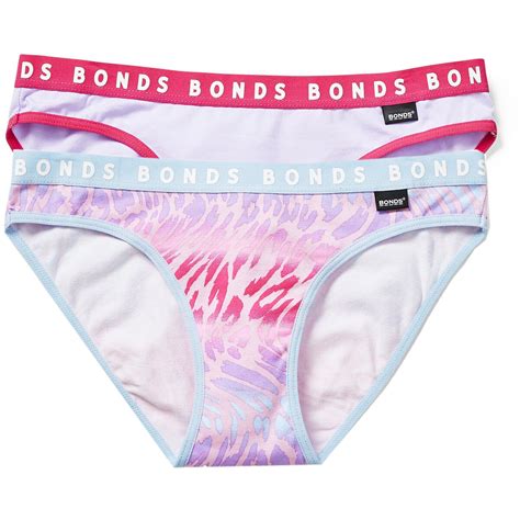 Bonds Girls Bikini Brief Pack Pink Print Size BIG W