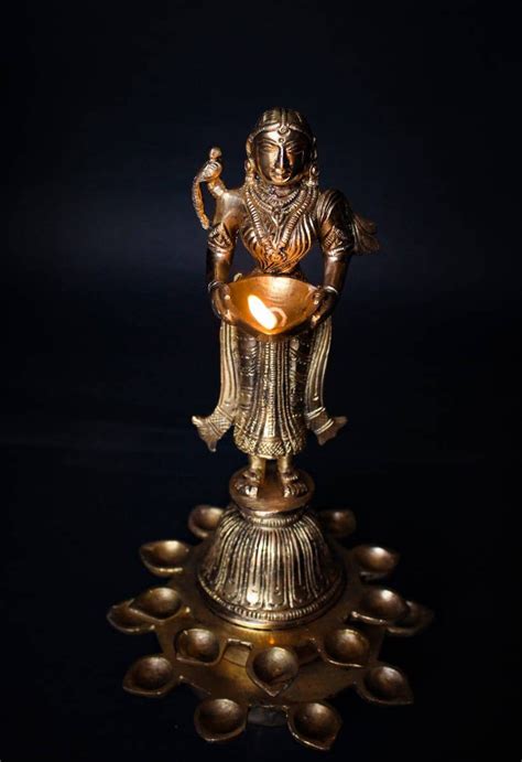 Brass Deep Laxmi Deep Lakshmi Statue Diya Oil Lamp For Home Etsy