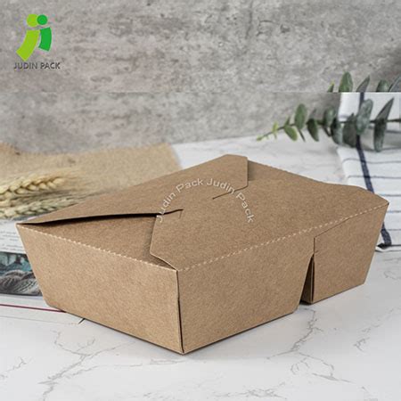 China Disposable Two Compartment Kraft Paper Box For Takeaway Food