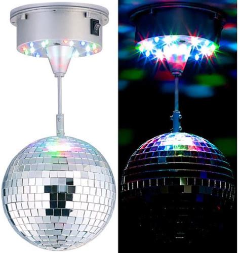 Lunartec Boule disco rotative Ø 15 cm avec socle 18 LED colorées et