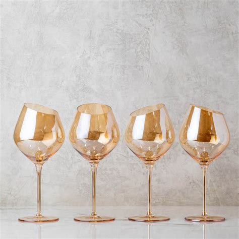 Cooper S Hawk Winery And Restaurants Slant Collection Slant Amber Stemmed Wine Glasses Set Of 4