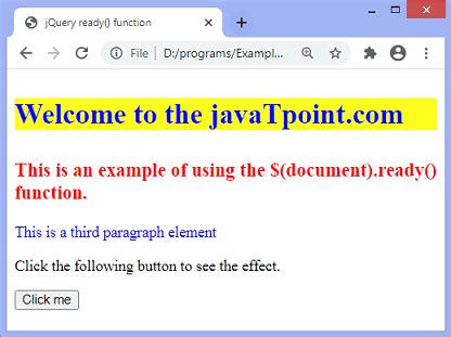 Jquery Ready Function Javatpoint