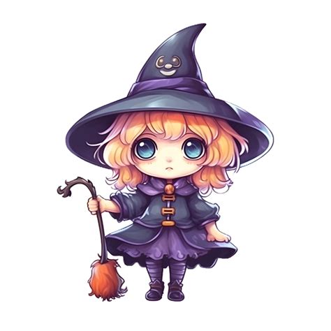 Halloween Cute Witch Cartoon Character Style Generative Ai 27384751 Png