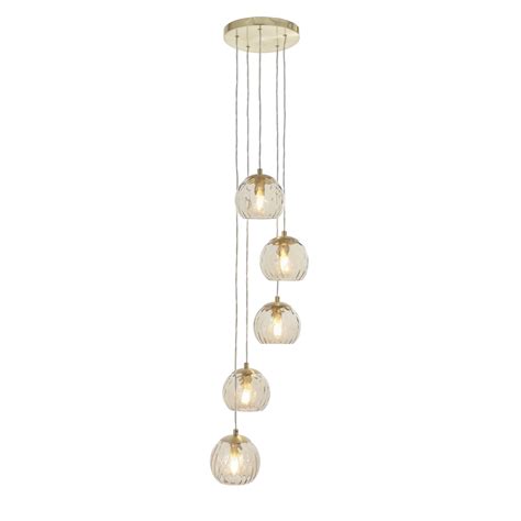 Endon Modern Light Dimple Champagne Glass Multidrop Ceiling Pendant