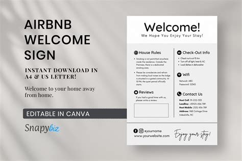 Airbnb Welcome Sign Template Graphic By Snapybiz Creative Fabrica