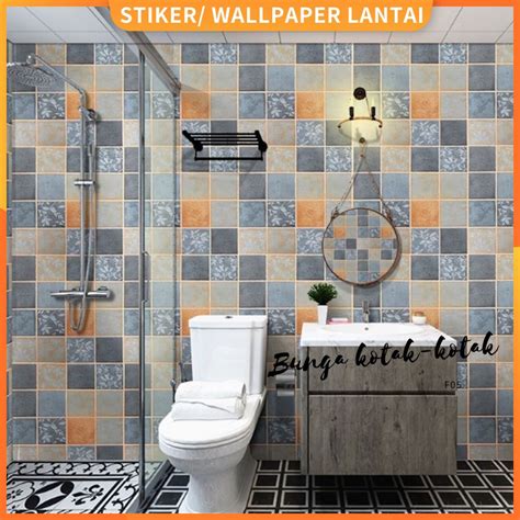 Jual Lantai Kamar Mandi Aesthetic Stiker Anti Licin Pvc Walpaper