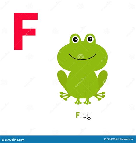 Letter F Frog Zoo Alphabet English Abc With Animals Education Cards