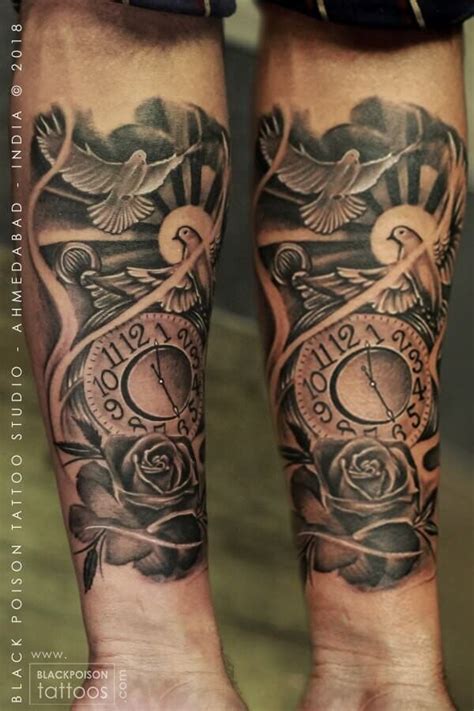 Rose And Dove Tattoo Designs For Men