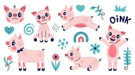 Cute pig vector set 33082096 Vector Art at Vecteezy