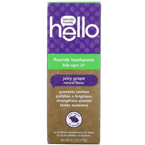 Hello Kids Fluoride Toothpaste Juicy Grape 42 Oz 119 G