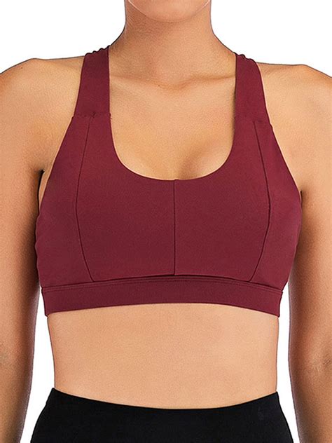 Womens Low Impact Yoga Bra Strappy Sports Bra Cross Back Workout Tops