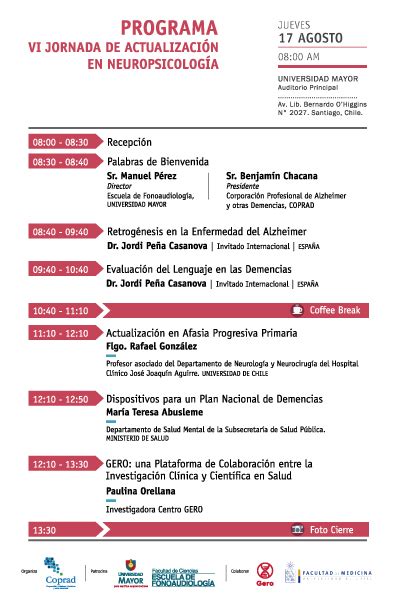 VI Jornada de Actualización de Neuropsicología COPRAD