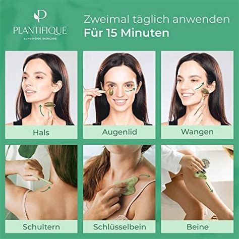 Plantifique Jade Roller Gua Sha Stein Natürlicher Grüner Jade