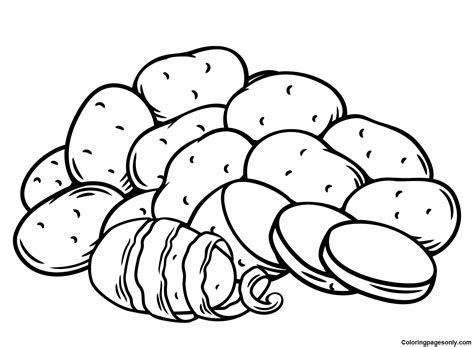 Vegetable Potatoes Coloring Page Free Printable Coloring Pages