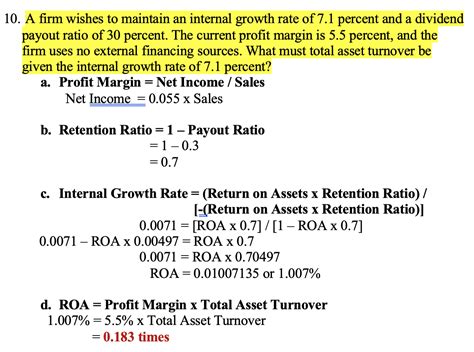 Solved 10 A Firm Wishes To Maintain An Internal Growth Rate Chegg