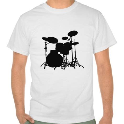 Black White Drum Kit Silhouette For Drummers T Shirt Lowest Price