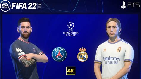 Fifa 22 Ps5 Psg Vs Real Madrid Round Of 16 Uefa Champions League 4k Gameplay Youtube