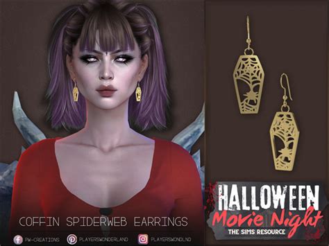 The Sims Resource Coffin Spiderweb Earrings