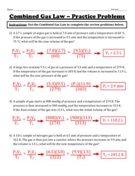 Gay Lussac S Law And The Combined Gas Law Notes And Worksheet Set