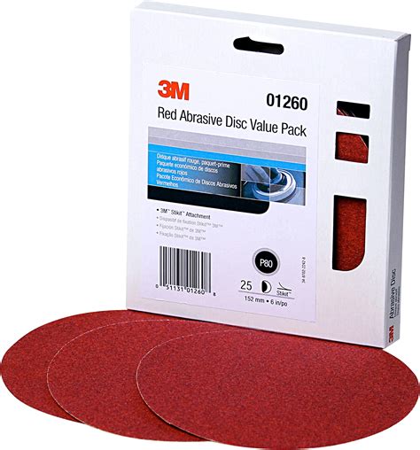 3m Stikit Red Abrasive Sanding Discs 01114 No Hole 6 In