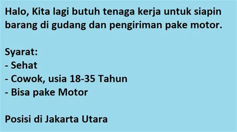 DICARI TENAGA KERJA DI GUDANG Lowongan 916715233