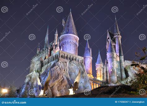 Harry Potter Castle In Universal Orlando At Night Fl Usa Editorial