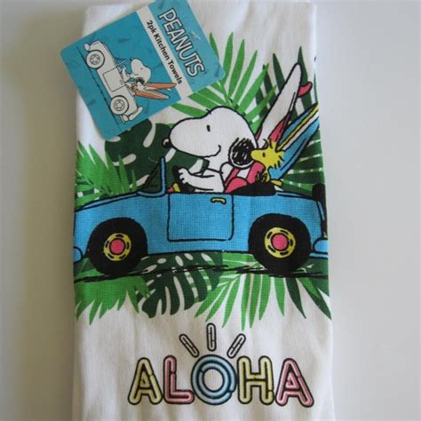 Peanuts Kitchen Snoopy Peanuts Woodstock Driving Car Aloha 2pk