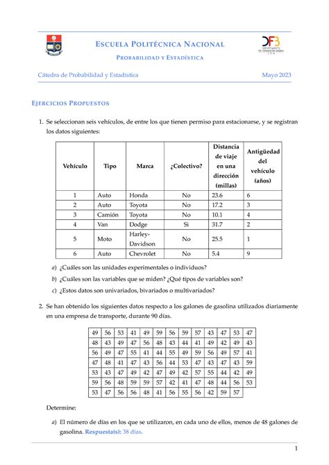 Hoja Ejercicios De Probabilidad Y Estad Stica A Escuela