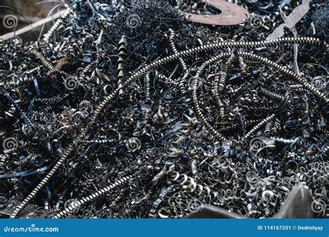 Industrial Waste From Metal Processing Plant Steel Recycling Scrap In