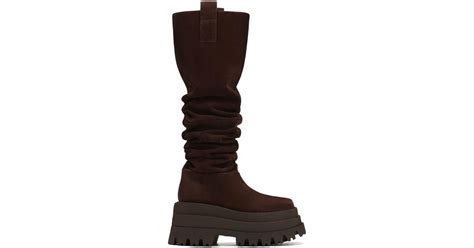 Naked Wolfe Suede Scrunch Knee High Boots In Brown Lyst