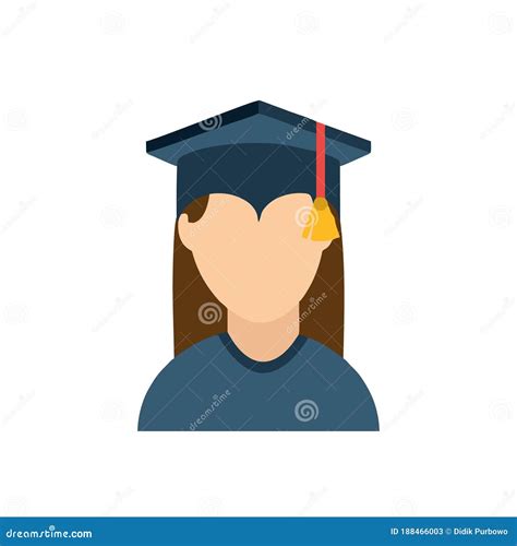 Female Graduate Student Icon Isolated On White Background Female