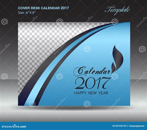 Desk Calendar 2017 Year Size 6x8 Inch Horizontal Blue Cover Stock Vector Illustration Of