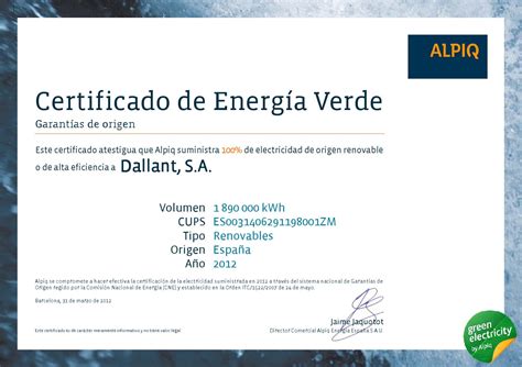 Dallant Certificado Energia Verde By Dallant Issuu