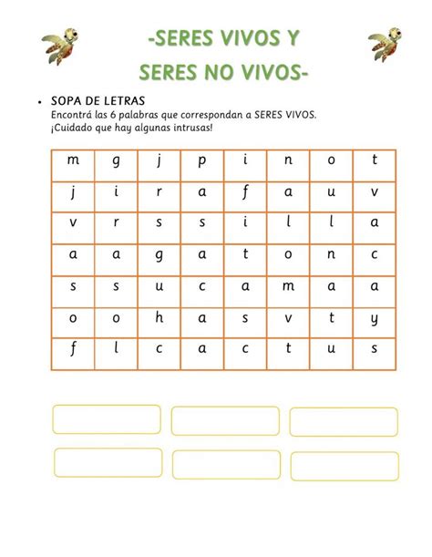 Ejercicio De Seres Vivos Y Seres No Vivos Vivos Y No Vivos Seres