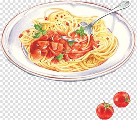 Tomato Italian Cuisine Pasta Food Drawing Painting Watercolor