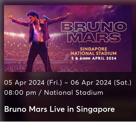 Bruno Mars in Singapore (6 Apr) - GENERAL STANDING, Tickets & Vouchers ...