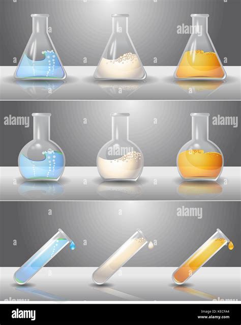 Laboratory Flasks With Liquids Inside Stock Vector Image Art Alamy