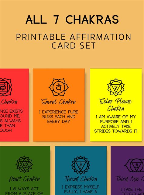 Chakra Affirmation Cards Balancing The 7 Chakras Printable Digital