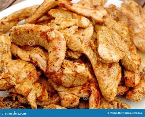 A Pile Of Grilled Poultry Meat Slices Turkey Stock Image Image Of