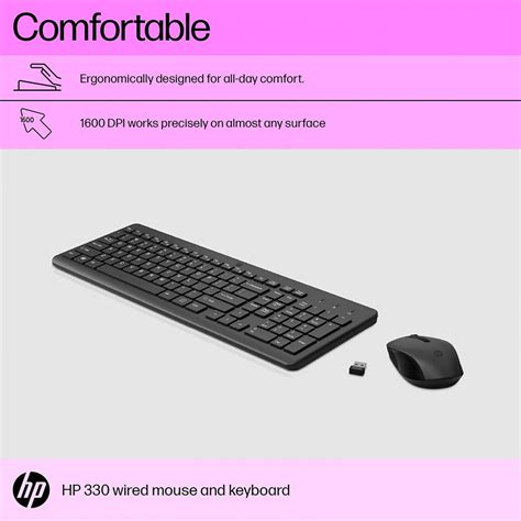 Buy Hp 330 Wireless Black Keyboard And Mouse Set With Numeric Keypad 2 4ghz Wireless Connection