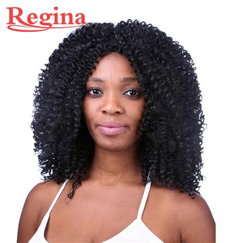 Cheap Afro Kinky Curly Synthetic Wig For Black Women Black Mixed Brown