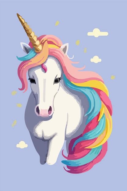 Se Muestra Un Unicornio Con Un Arco Iris En La Cabeza Vector Premium