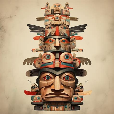 Premium Ai Image A Painting Of A Totem Pole