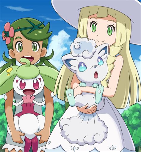 Safebooru 2girls D Alolan Form Alolan Vulpix Bangs Blonde Hair Braid Clouds Dark Skin Day