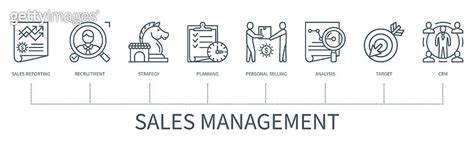 Sales management vector infographic in minimal outline style 이미지