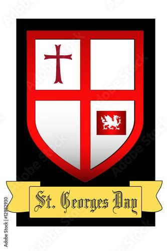 St Georges Cross With Dragon On Shield For English Holiday Stock Vector