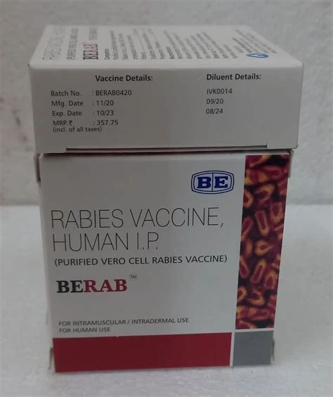 Rabies Vaccine Human Ip Berab 1 Injection In 1 Vial At Rs 280 Piece In